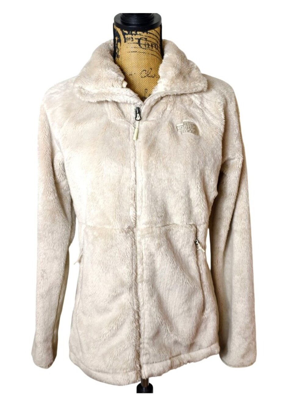 The North Face Womens M Osito Jacket Fleece Full-Zip Cream Soft Warm Winter